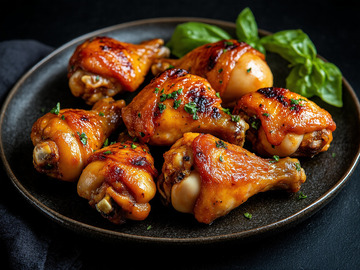美食烤鸡腿创意摄影图