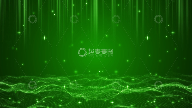 源文件下载【趣麦麦图】粒子波浪光线晚会舞台绿色背景