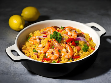 海鲜炒饭美食摄影图
