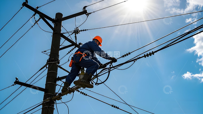 高清大图下载【趣麦麦图】电工高空作业人物摄影图