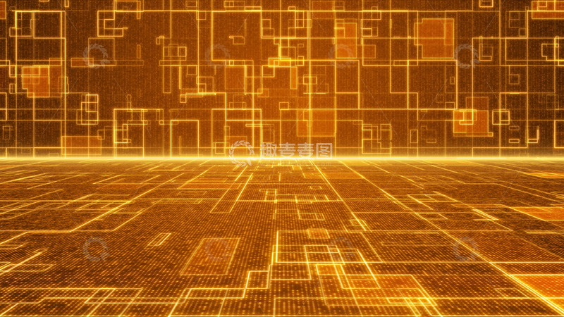 源文件下载【趣麦麦图】科技网格方块方框活动橙色背景