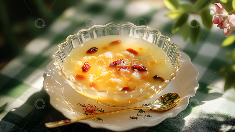 高清大图下载【趣麦麦图】清新自然环境中的红枣银耳养生汤羹