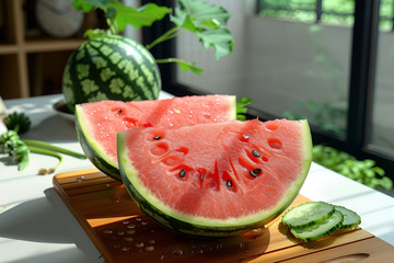 一盘切开的西瓜