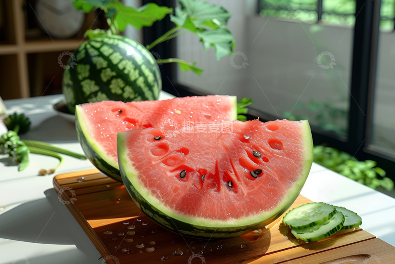 高清大图下载【趣麦麦图】一盘切开的西瓜