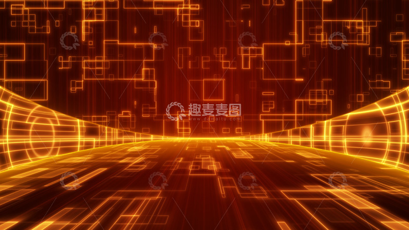 源文件下载【趣麦麦图】科技方框方块企业晚会红色背景