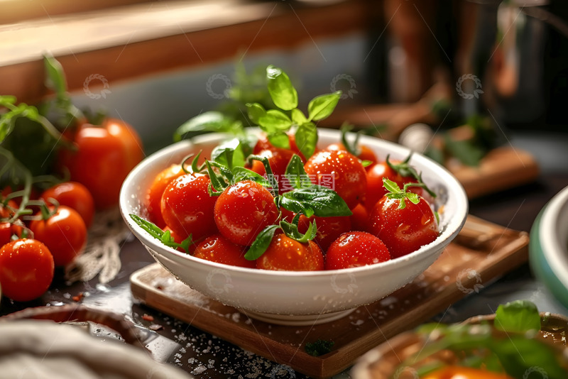 高清大图下载【趣麦麦图】-一碗新鲜的小西红柿