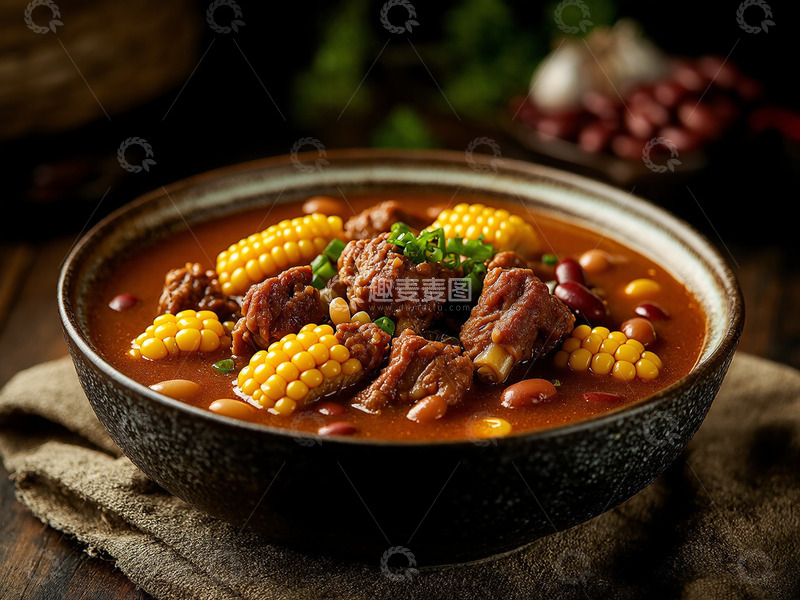 高清大图下载【趣麦麦图】创意中餐美食排骨炖玉米摄影