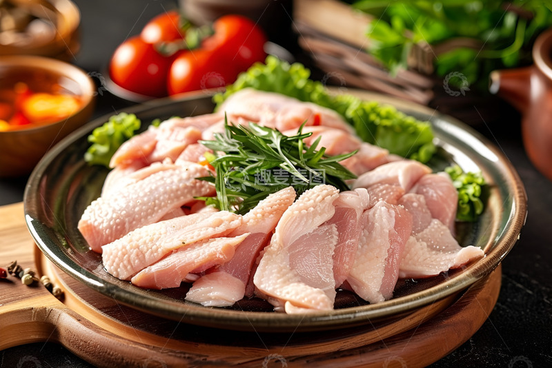 高清大图下载【趣麦麦图】一盘切块的生鸡肉