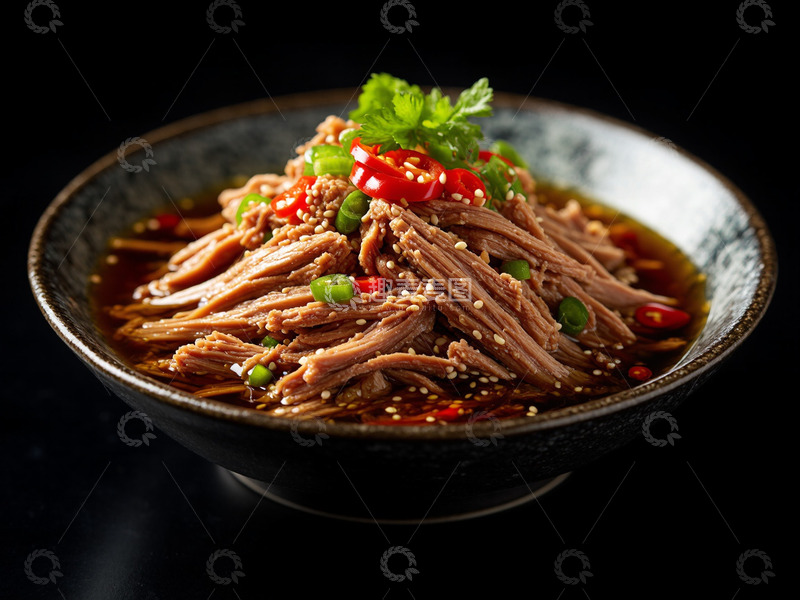 高清大图下载【趣麦麦图】创意中餐美食凉拌牛肉丝摄影