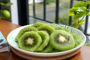 一盘猕猴桃切片