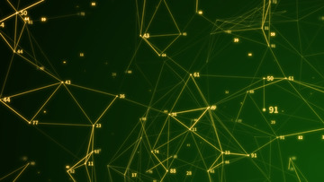 科技线条数字粒子金绿色背景