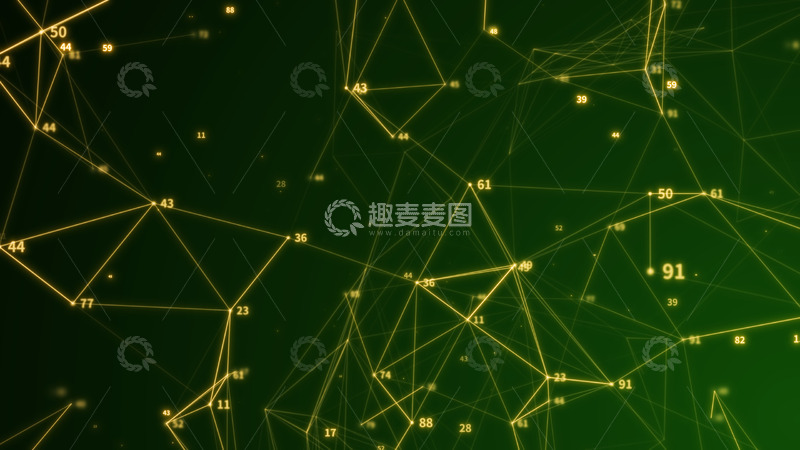 源文件下载【趣麦麦图】科技线条数字粒子金绿色背景
