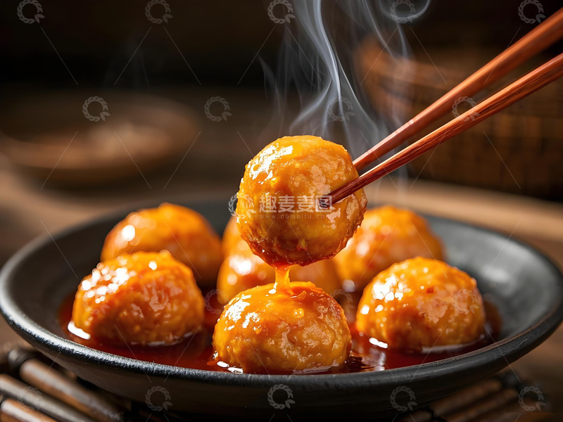 高清大图下载【趣麦麦图】红烧丸子美食摄影图2