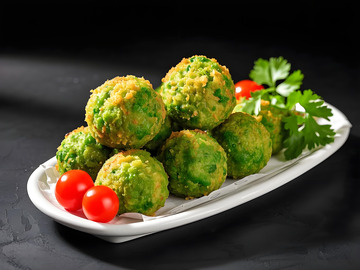 炸蔬菜丸子摄影图