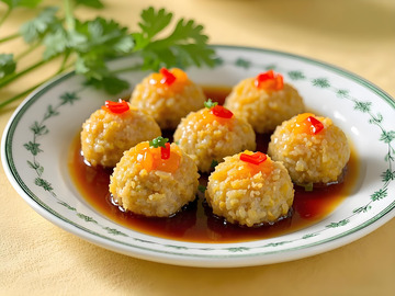 咸蛋黄丸子美食摄影