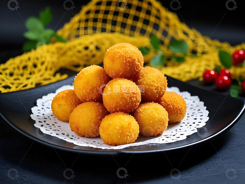炸地瓜丸子美食摄影图