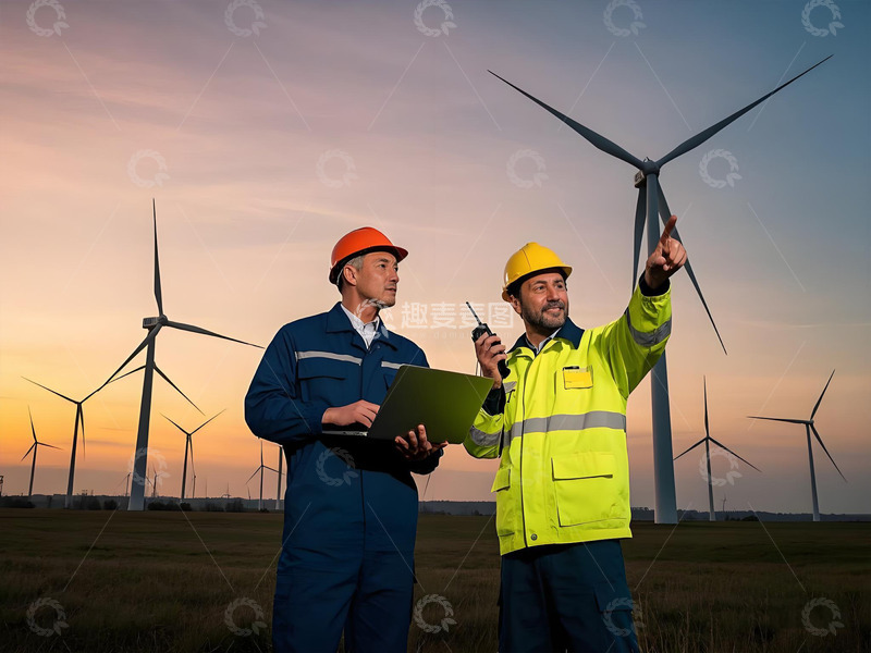 高清大图下载【趣麦麦图】风电发电工程师摄影图