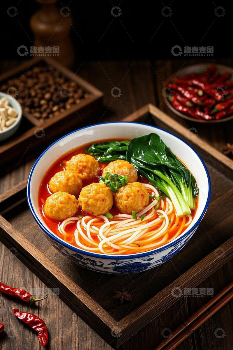 高清大图下载【趣麦麦图】蕃茄丸子米线美食摄影图