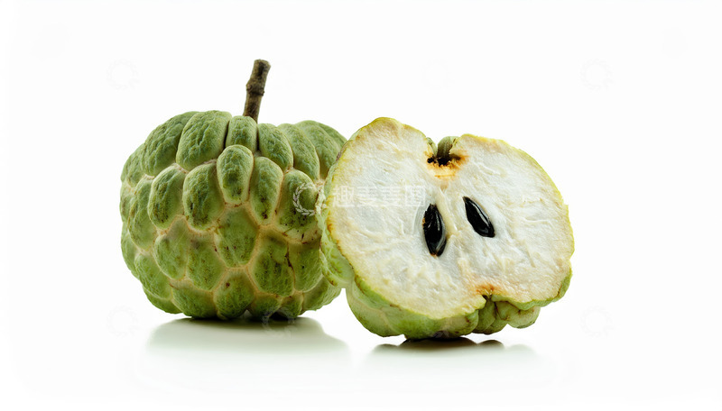 高清大图下载【趣麦麦图】一个完整释迦果和一个切开的释迦果