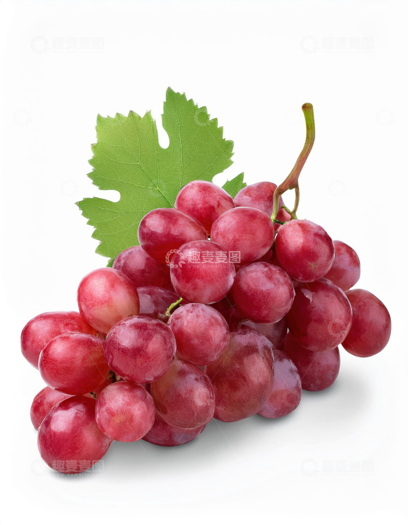 高清大图下载【趣麦麦图】一整串带叶子的红葡萄3