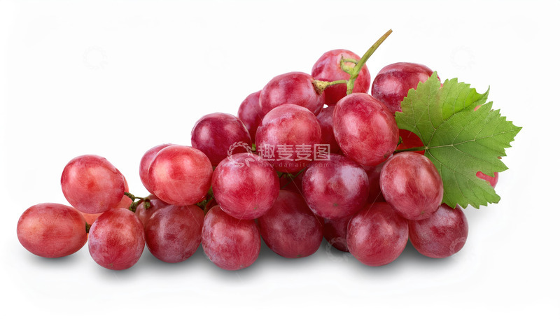 高清大图下载【趣麦麦图】一整串带叶子的红葡萄