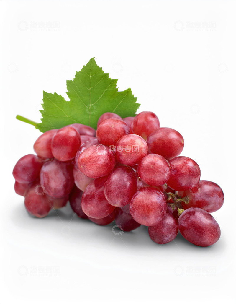 高清大图下载【趣麦麦图】一整串带叶子的红葡萄4
