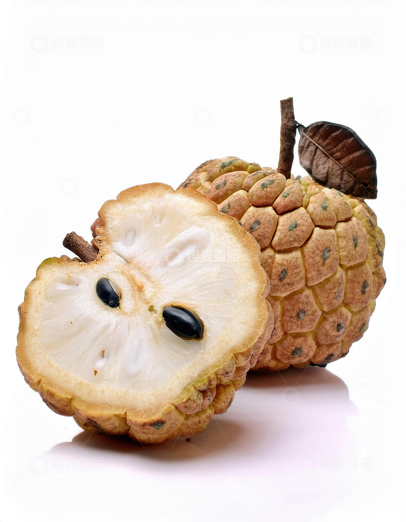 高清大图下载【趣麦麦图】-一个完整释迦果和一个切开的释迦果3