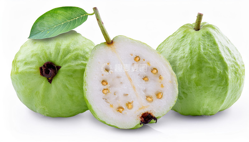 高清大图下载【趣麦麦图】切开番石榴：白肉籽实的鲜嫩展现