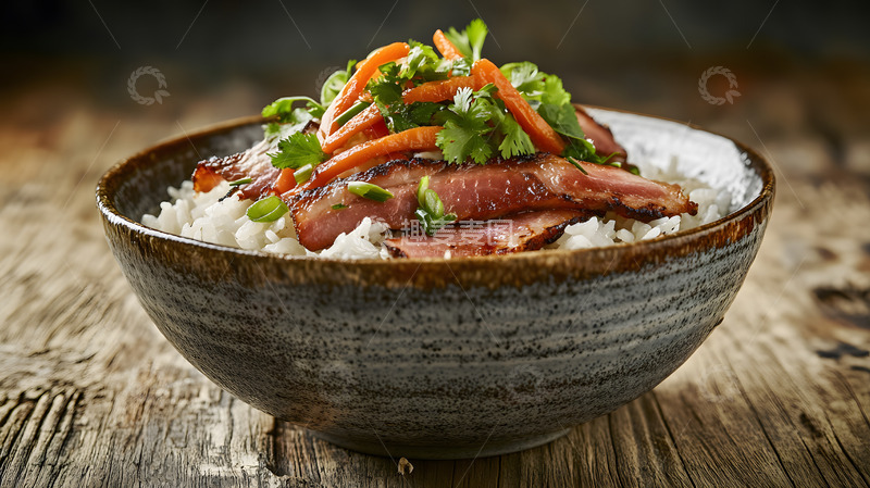 腊肉搭配青葱香菜点缀的经典家常菜