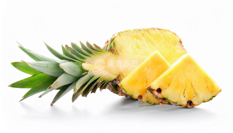 高清大图下载【趣麦麦图】菠萝诱人色泽：黄绿辉映的色彩魅力