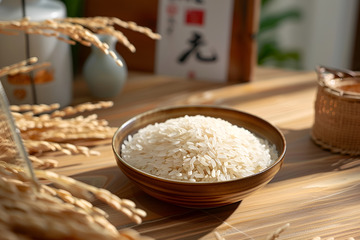 一碗大米粒粮食摄影