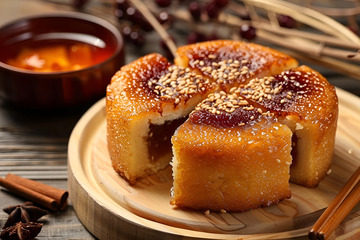 芝麻夹心蛋糕甜点