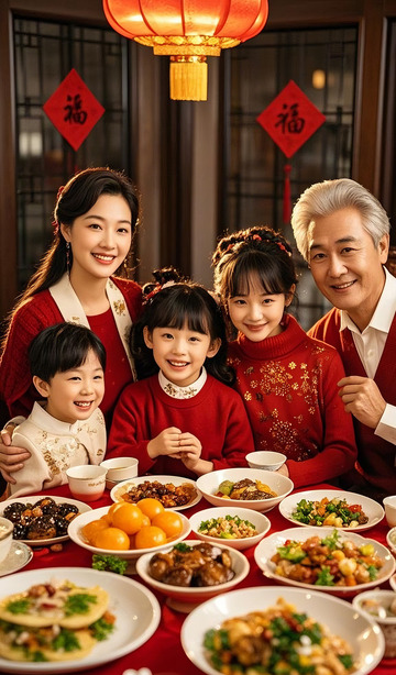 春节，一家人吃团年宴