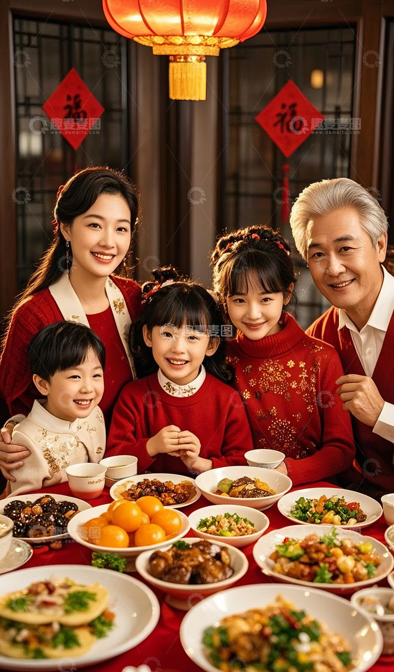 春节，一家人吃团年宴