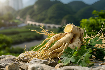 中草药人参摄影