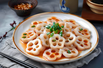 一盘醋溜炒莲藕片