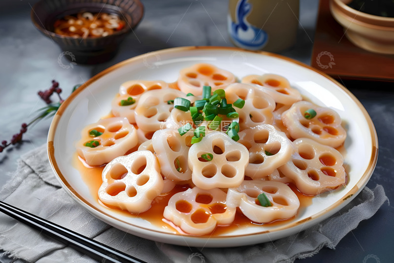 高清大图下载【趣麦麦图】一盘醋溜炒莲藕片