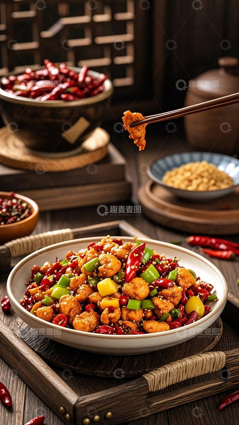 高清大图下载【趣麦麦图】辣子鸡菜品图2