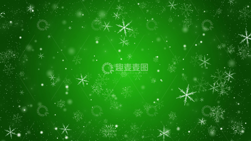 雪花下雪粒子绿色背景