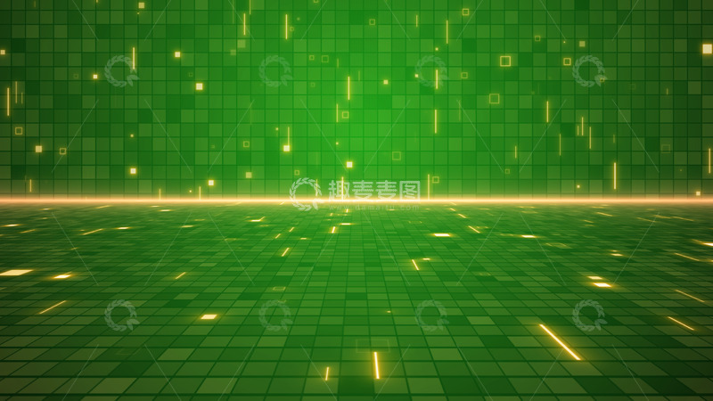 源文件下载【趣麦麦图】科技方框线条企业活动金绿色背景