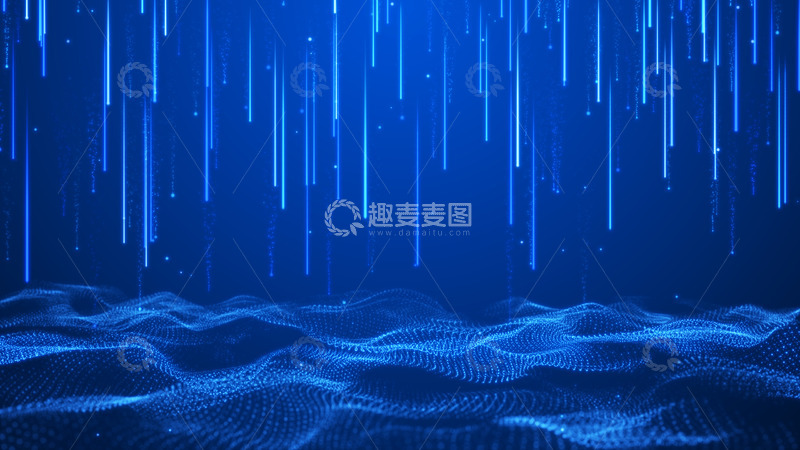 源文件下载【趣麦麦图】蓝色流星粒子线条科技背景