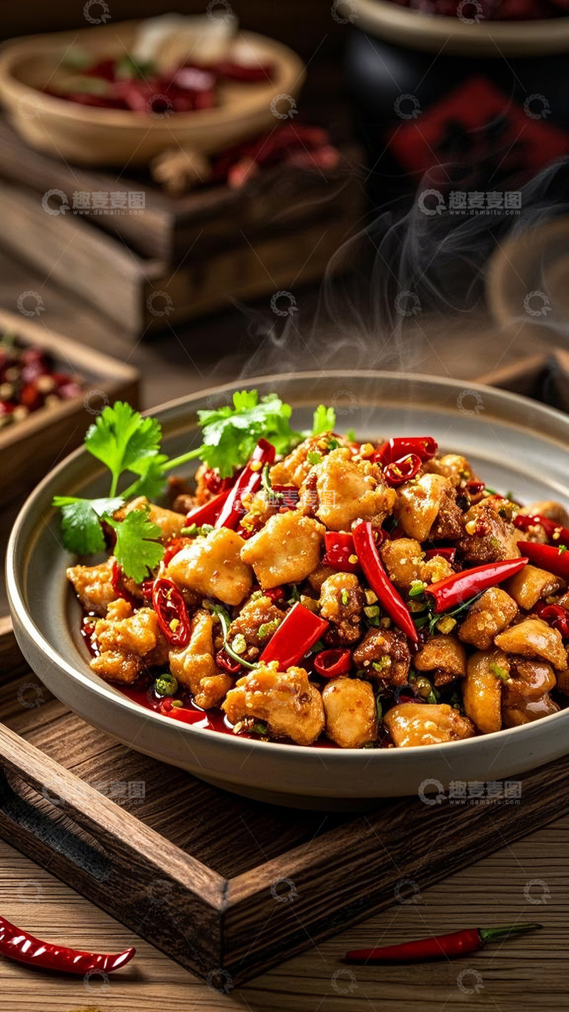 高清大图下载【趣麦麦图】辣子鸡菜品图1