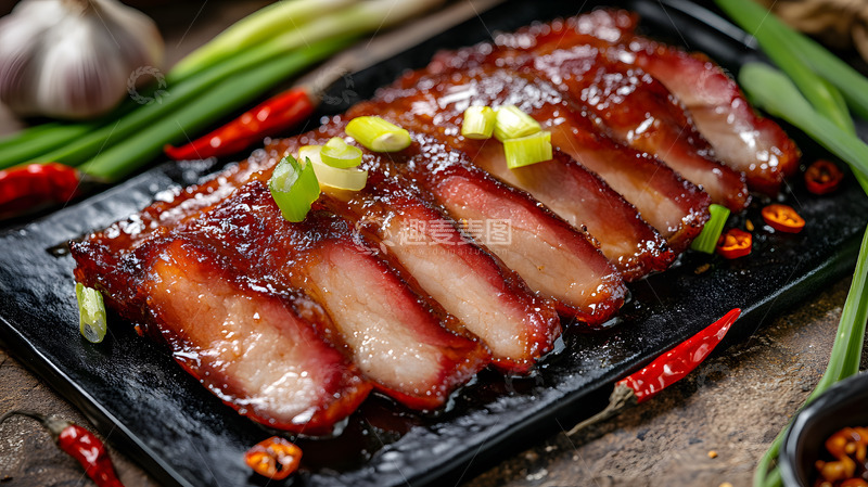 高清大图下载【趣麦麦图】腊肉切片配以青红椒的鲜艳搭配