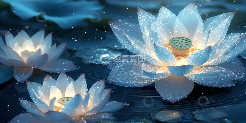 高清大图下载【趣麦麦图】中国风唯美发光莲花