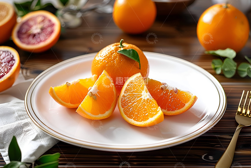 高清大图下载【趣麦麦图】一盘切块的橙子