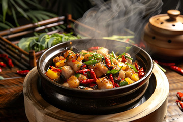 干锅辣子鸡美食