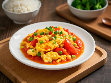 番茄炒鸡蛋摄影图