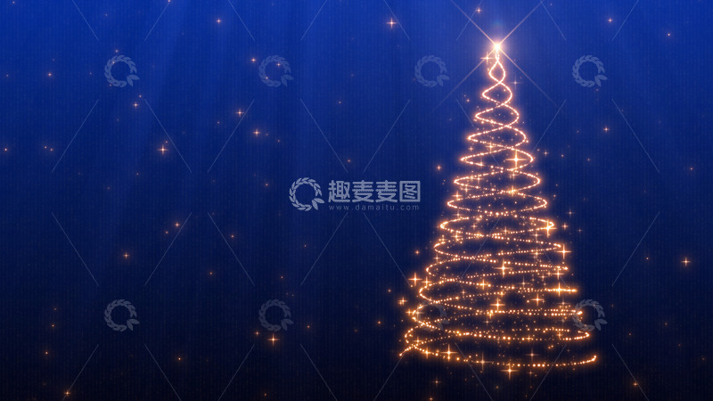 圣诞树金色节日粒子蓝色背景