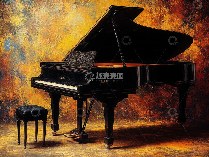 高清大图下载【趣麦麦图】黑色钢琴三角钢琴乐器摄影
