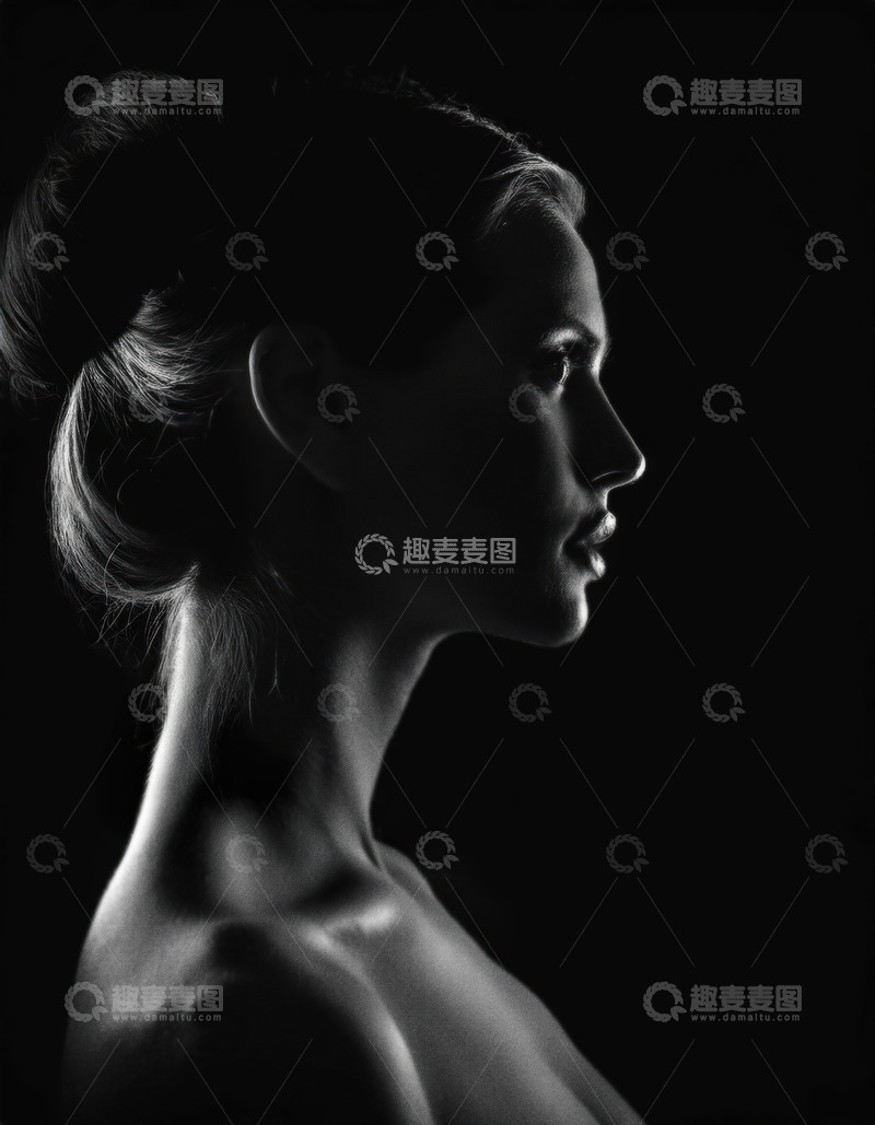 高清大图下载【趣麦麦图】女性黑白光影轮廓